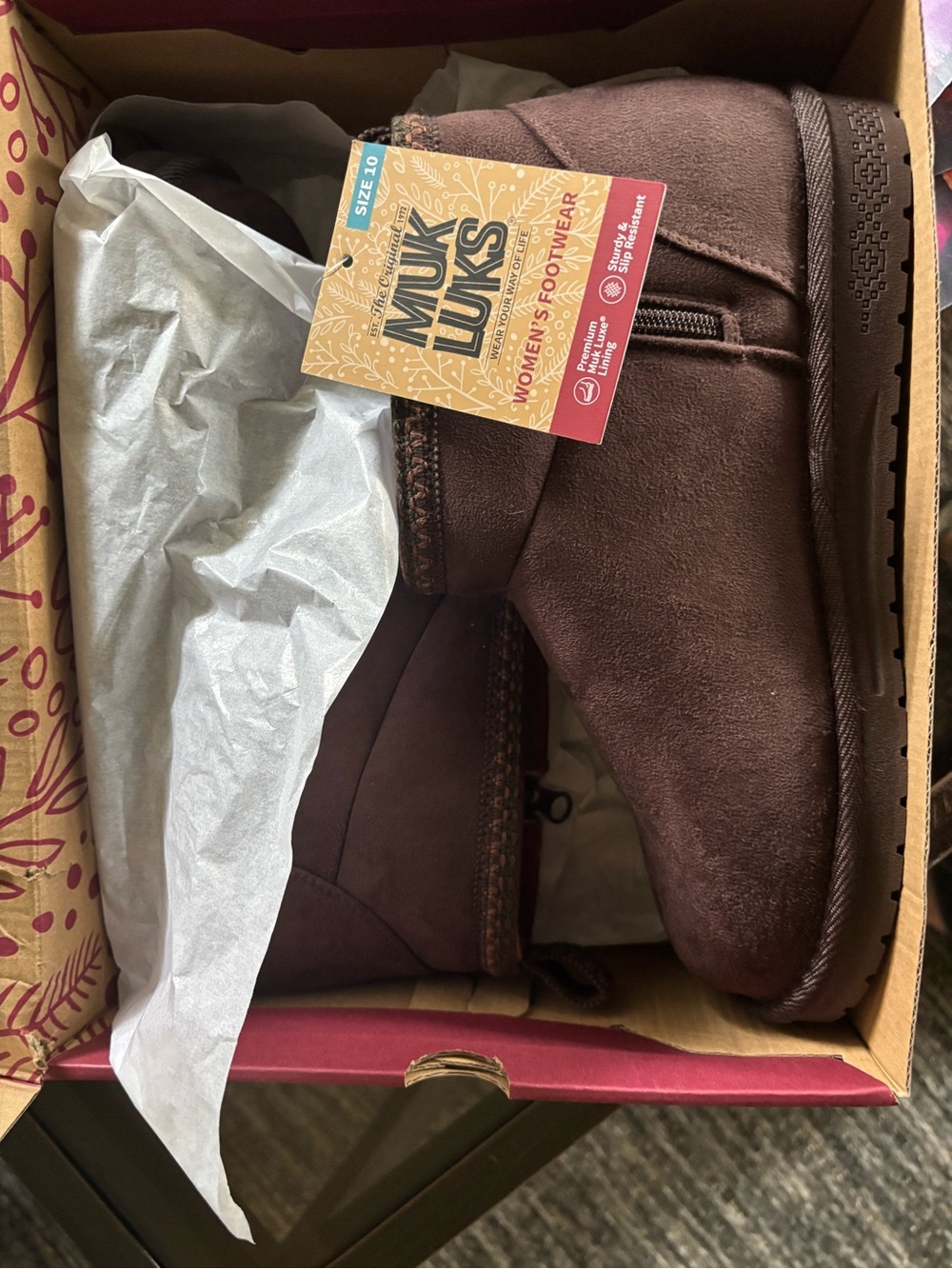 Muk Luks Men’s Dark Brown Suede Slip-On Boot